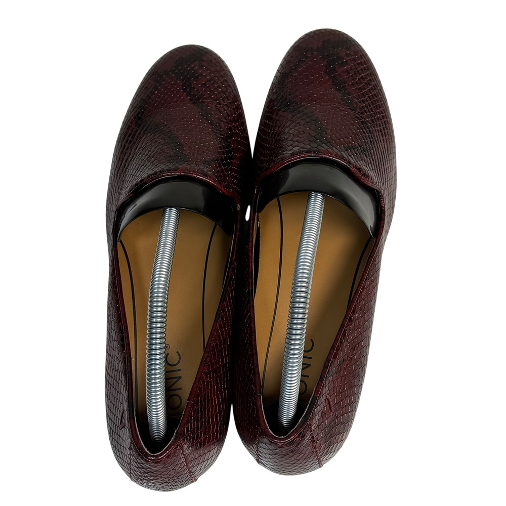 Vionic Willa Boa Burgundy Snakeskin Leather Pointed Toe Loafers Shoes Womens 9 - Picture 9 of 12
